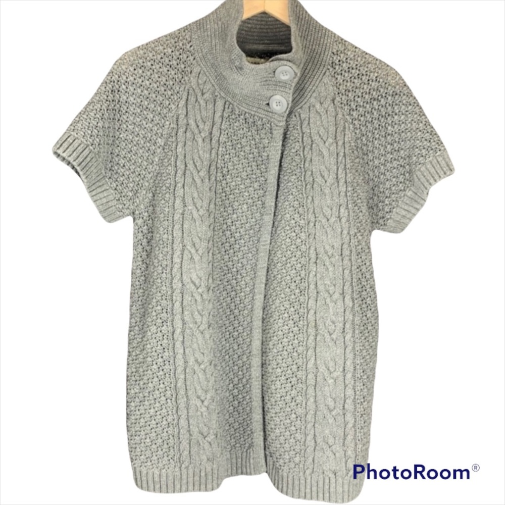 Sonoma Open Front Button Neck Sweater Gray Size XL